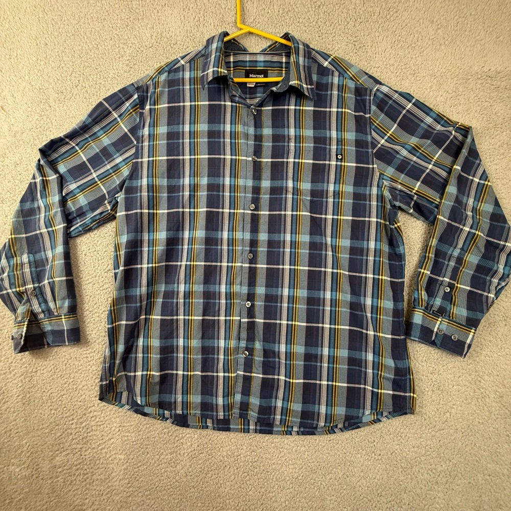Marmot Mens XXL Plaid Button Down Long‎ Sleeve Shirt Casual Outdoor
